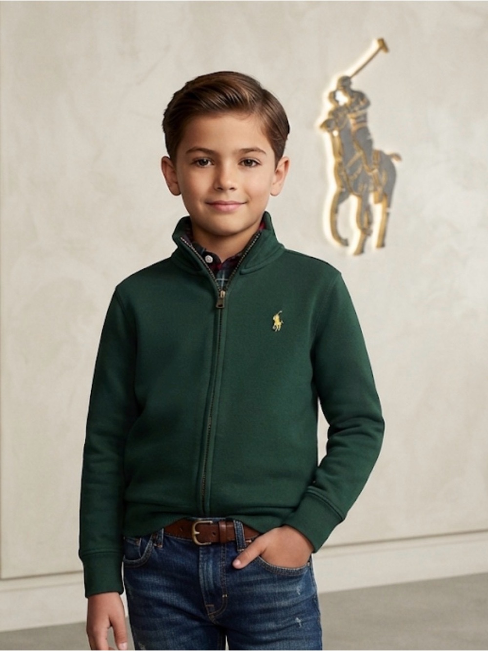 Authentic Polo Ralph Lauren signature designer boys zippered sweatshirt sz S